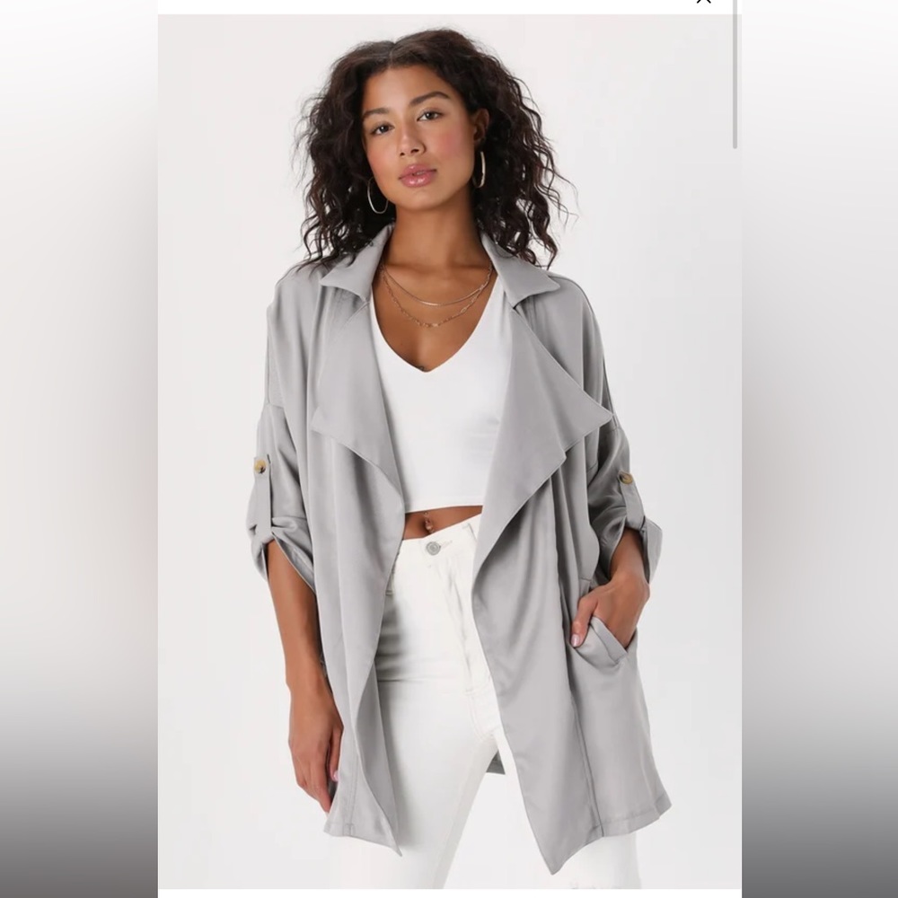 Lucky Break Light Grey Oversized Jacket